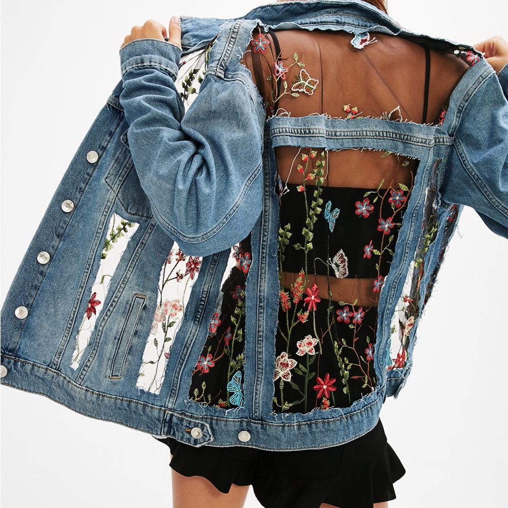 Embroidered Blue Jean Jacket